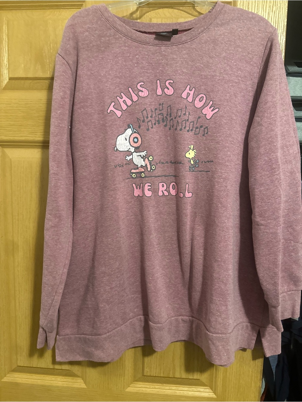 Peanuts Mauve Pink Snoopy Graphic Crewneck Sweater